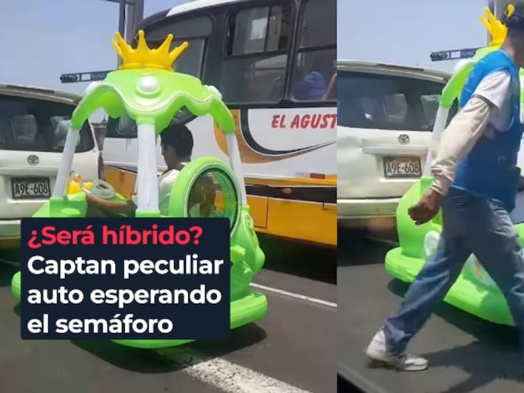Hombre se vuelve viral en redes por conducir un automóvil de juguete en plena vía pública