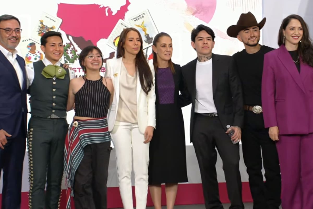 Majo Aguilar y Junior H sorprenden en La Mañanera de Claudia Sheinbaum para unirse al lanzamiento de “México Canta”