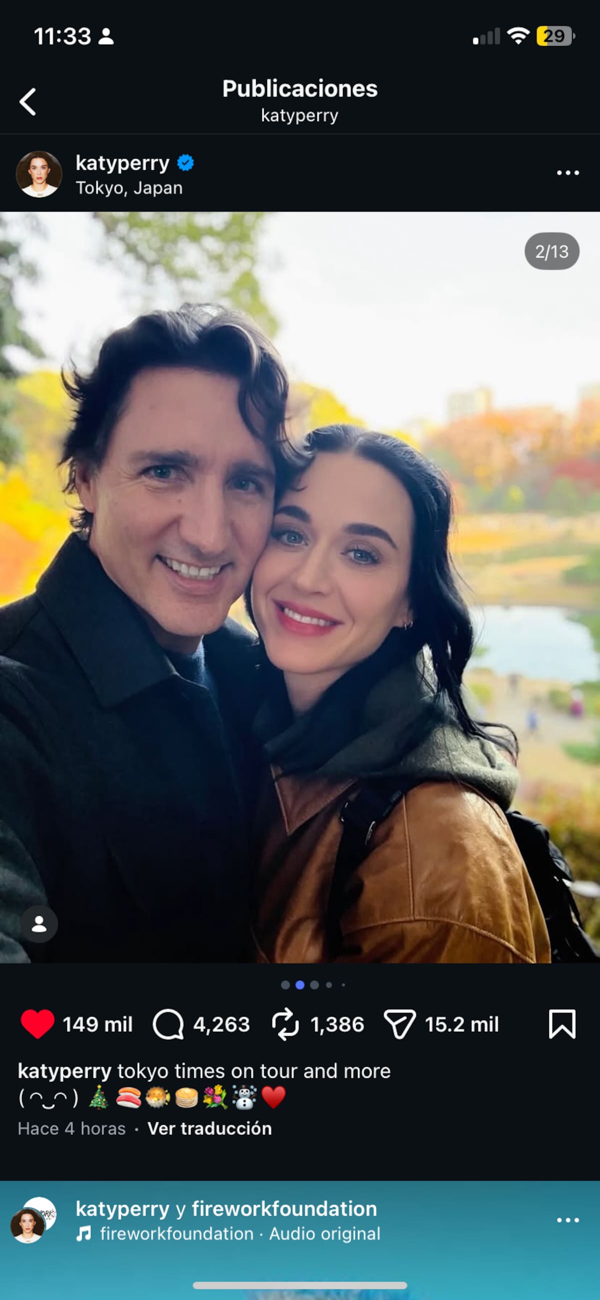 La estrella publicó foto junto a su nuevo novio, Justin Trudeau.