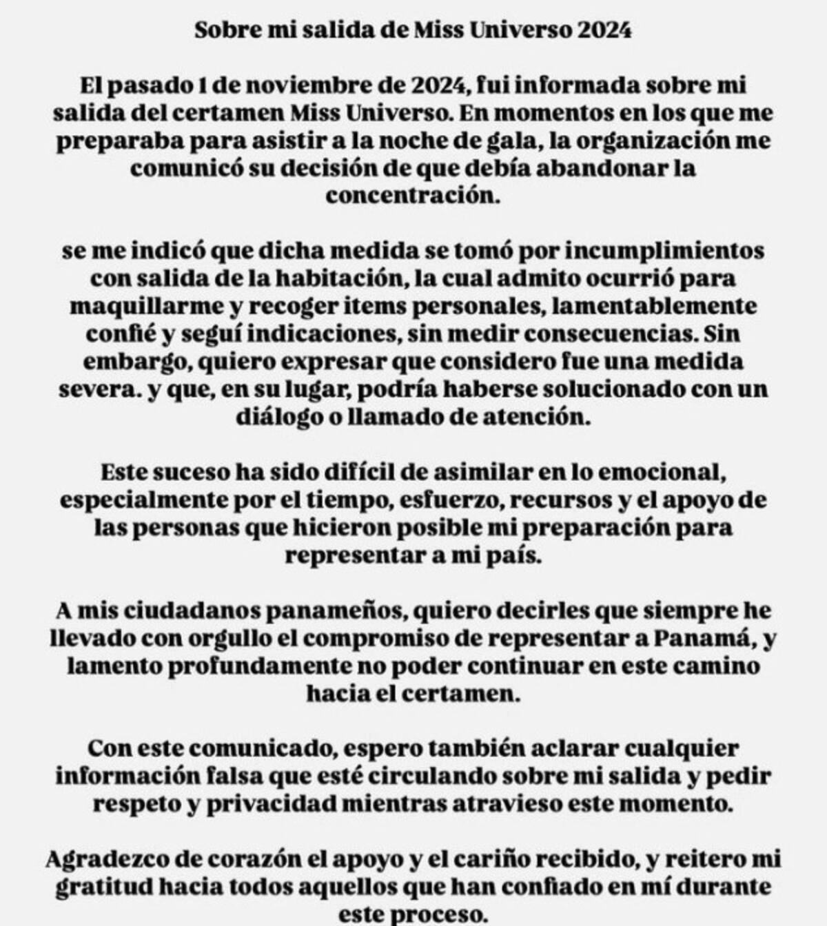 Este suceso ha sido difícil de asimilar en lo emocional, especialmente por el tiempo, esfuerzo, recursos y el apoyo de las personas que hicieron posible mi preparación para representar a mi país.