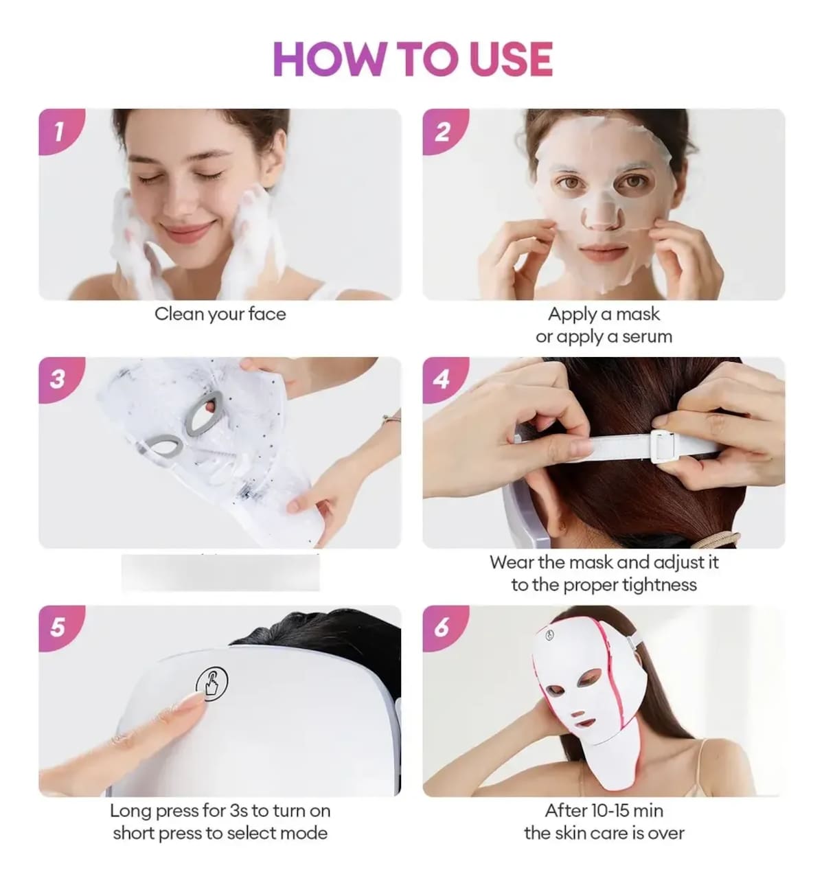 Máscara LED facial de 7 colores | Mercado Libre