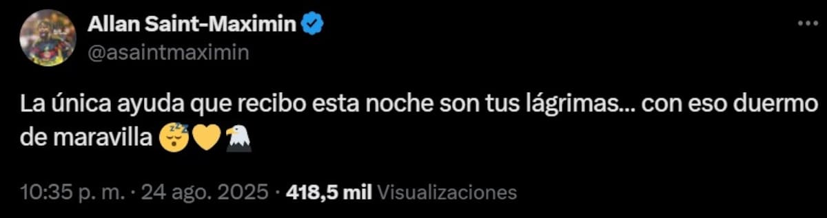 Allan Saint-Maximin le dedicó un "twit" a un antiamericanista. (Foto: Captura de pantalla)