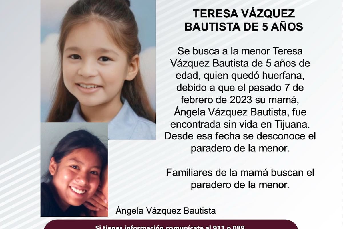 Se busca a Teresa Vázquez Bautista de 5 años de edad.
