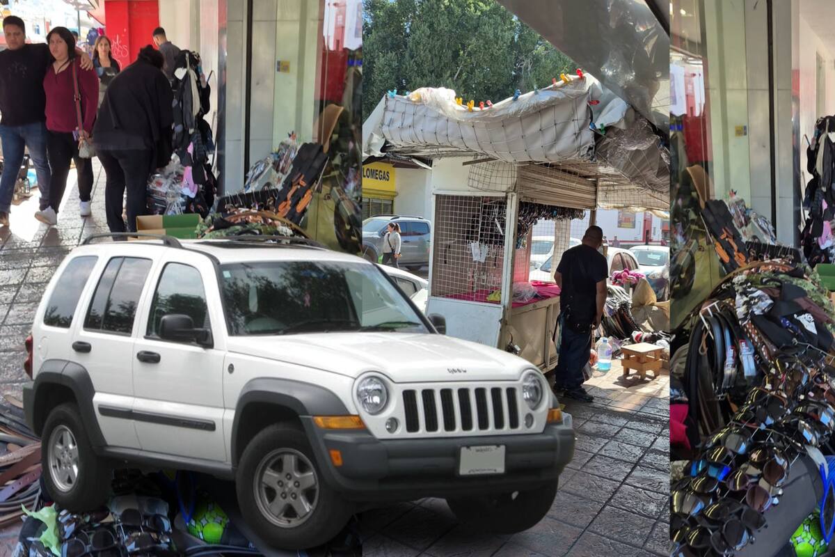 Conductora chocó contra un puesto del centro de Hermosillo y le cayó encima al vendedor; él resulta lesionado y ella se da a la fuga