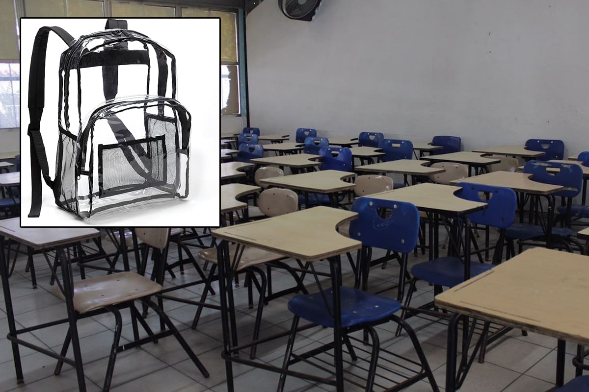 Escuela exige mochilas transparentes