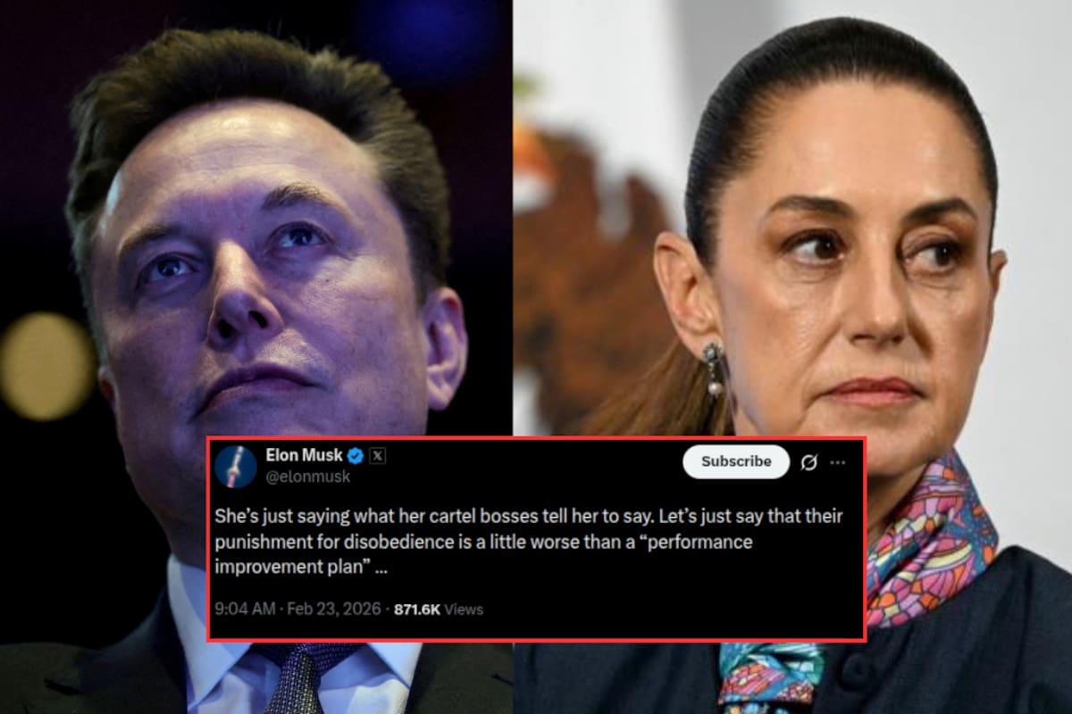 “Dice lo que sus jefes de los cárteles le dicen que diga”: Elon Musk acusa a Claudia Sheinbaum de proteger al crimen organizado en publicación de X