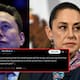 “Dice lo que sus jefes de los cárteles le dicen que diga”: Elon Musk acusa a Claudia Sheinbaum de proteger al crimen organizado en publicación de X