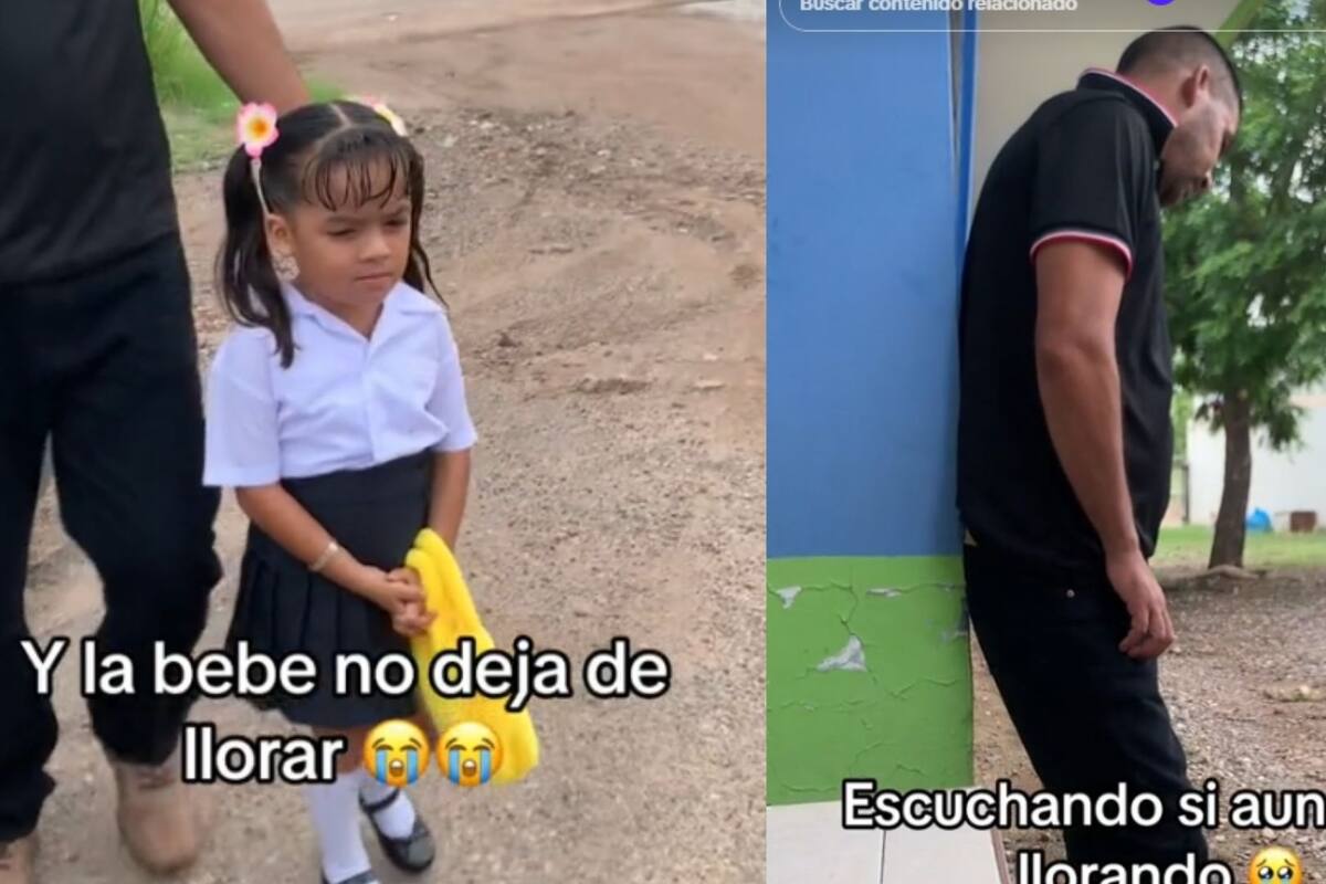 Esta fue la reacción de un padre al dejar a su hija en su primer día de clases