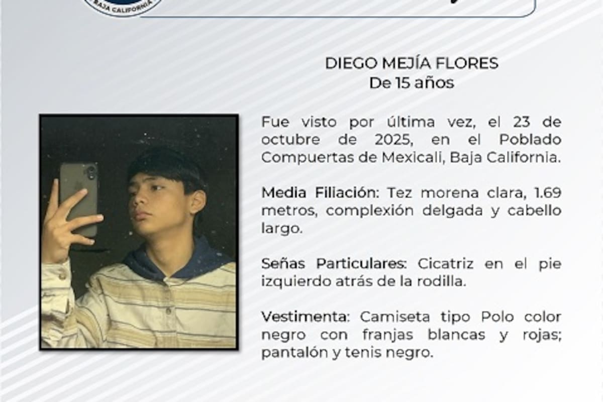 Familiares buscan a Diego Mejía Flores
