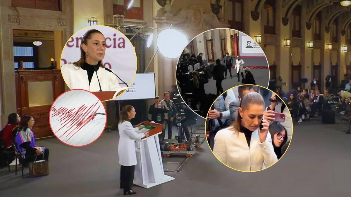 VIDEO: Momento exacto en que Claudia Sheinbaum evacuó a todos de Palacio Nacional por el sismo de 6.5 en la CDMX durante su primera mañanera del 2026