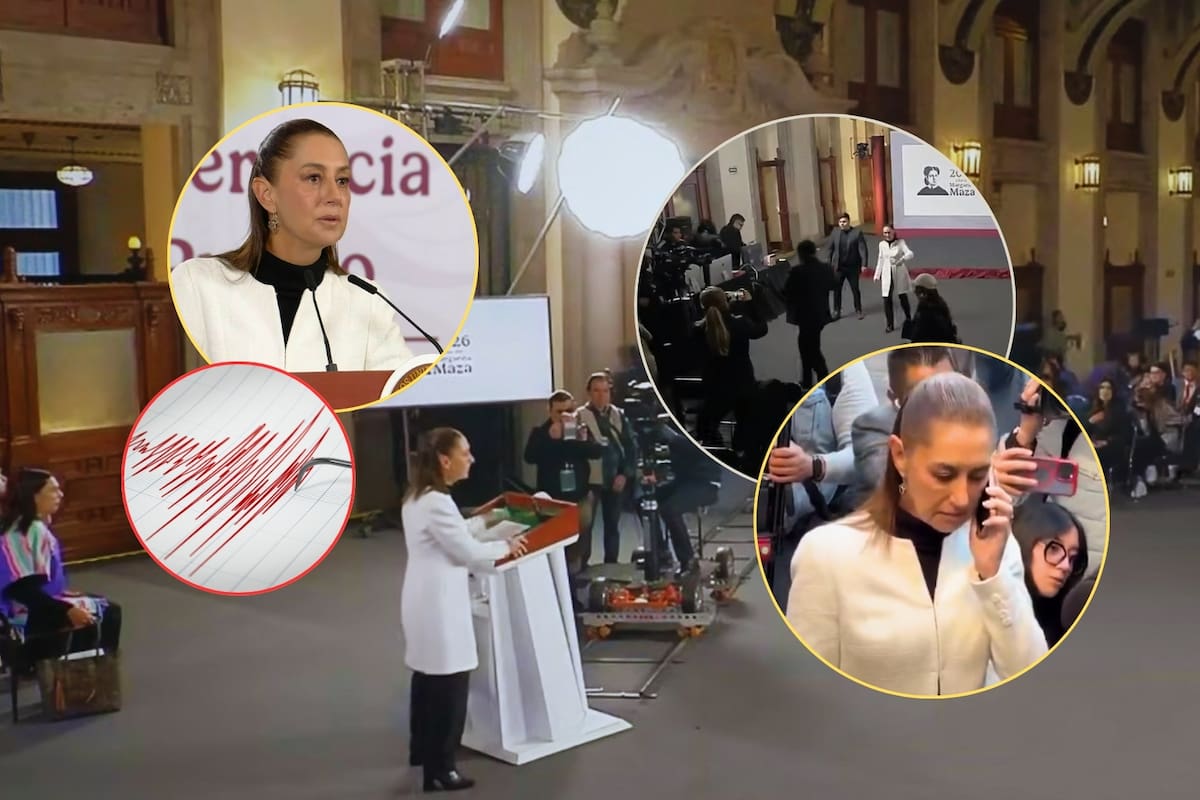 VIDEO: Momento exacto en que Claudia Sheinbaum evacuó a todos de Palacio Nacional por el sismo de 6.5 en la CDMX durante su primera mañanera del 2026