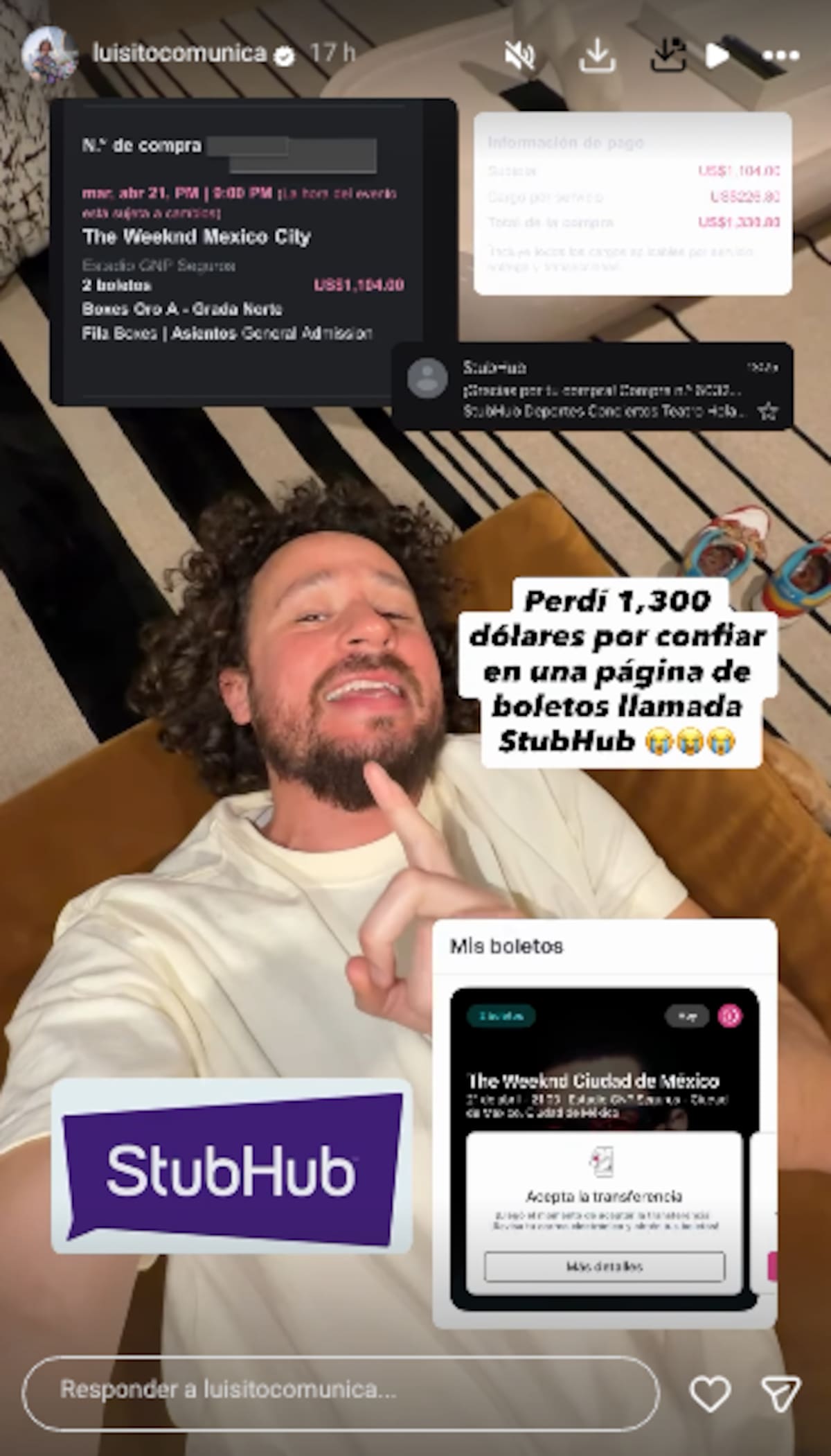 Luisito Comunica denuncia nueva estafa por más de 20 mil pesos al intentar comprar boletos en reventa digital | Captura de pantalla