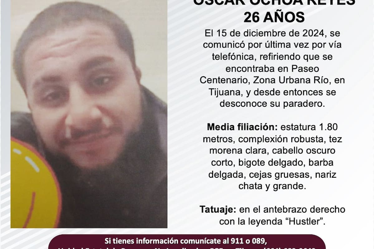 Se busca a Óscar Ochoa Reyes de 26 años de edad