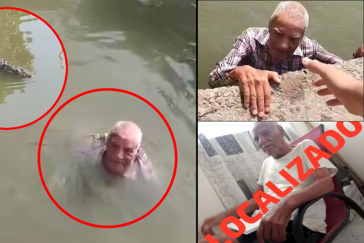 Rescatan a señor de 87 años nadando con un cocodrilo (VIDEO); estaba reportado como desaparecido en San Luis Potosí, lo encontraron en Tampico