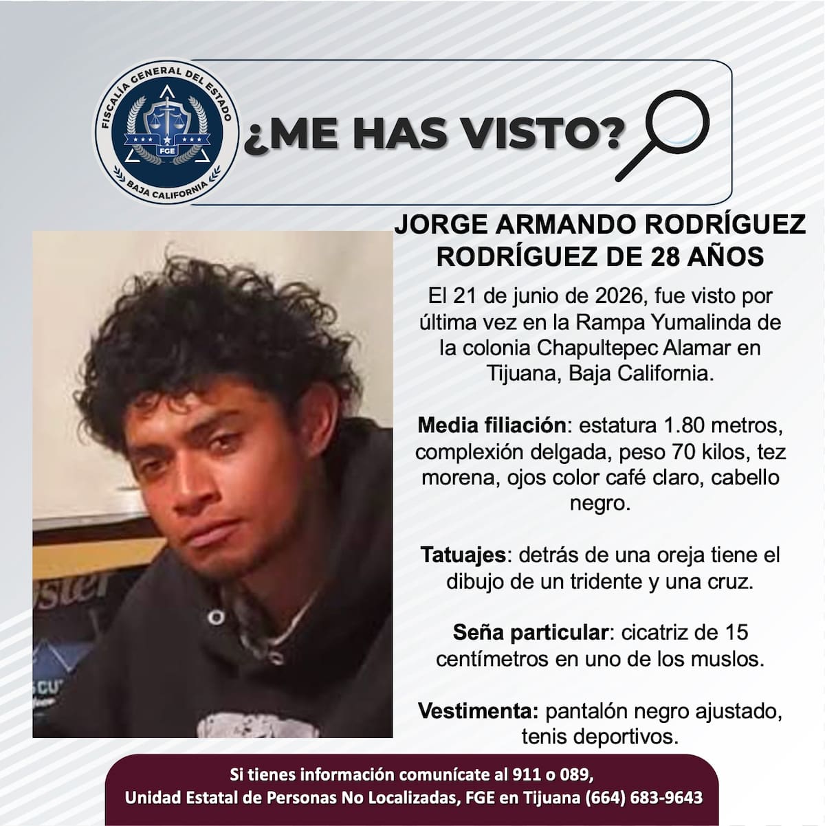 Fue visto por última vez el 21 de junio de 2026.