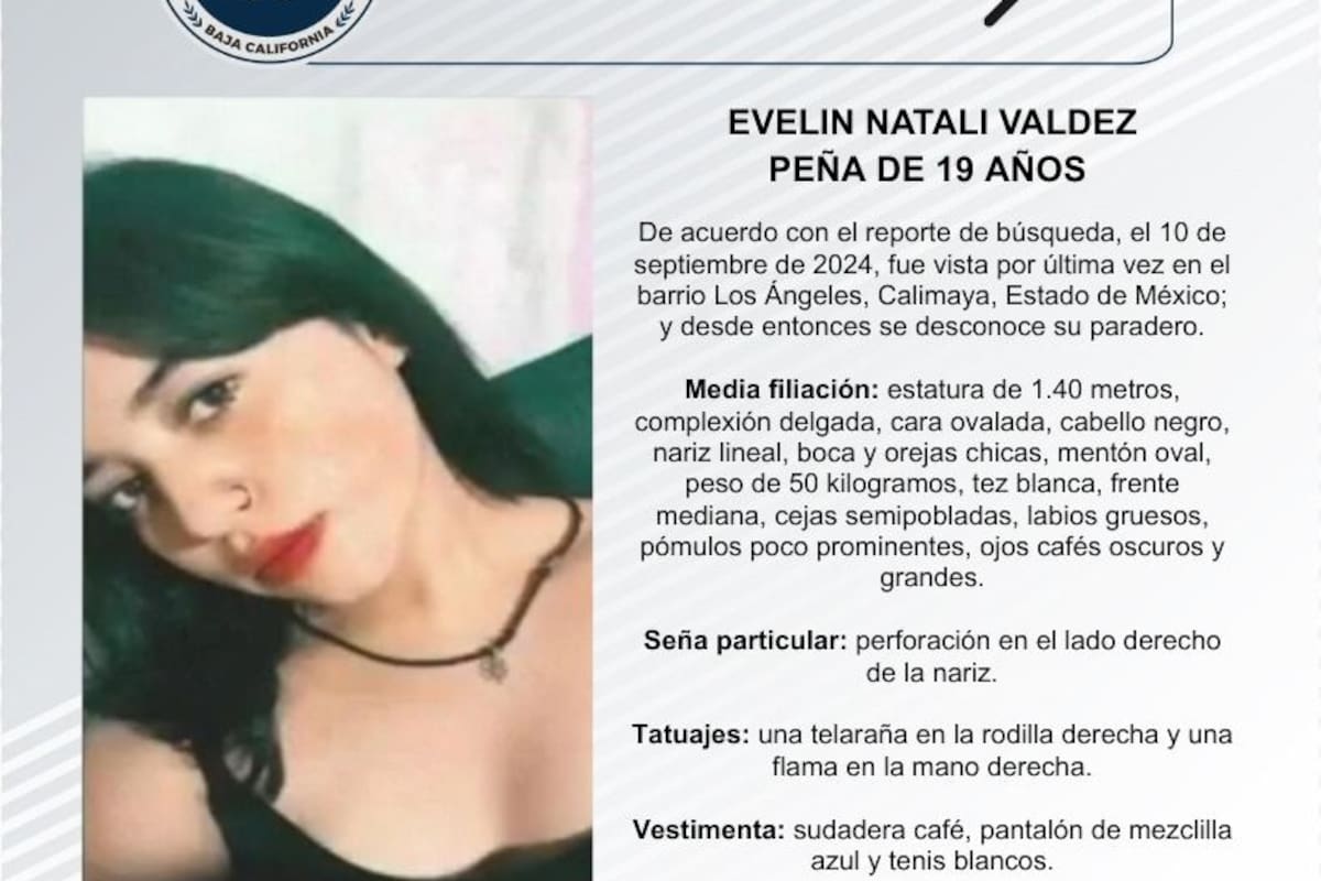 Se busca a Evelin Natali Valdez Peña de 19 años