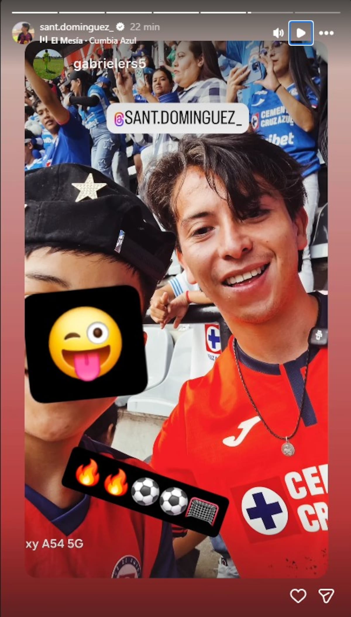 Santiago Domínguez compartió historias de Instagram desde el interior del Estadio Banorte. (Foto: @sant.dominguez_)