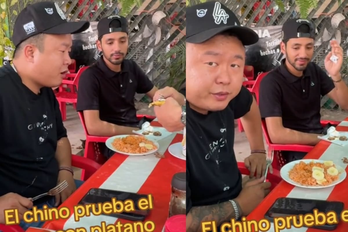 Trabajador chino prueba arroz con plátano y así reacciona