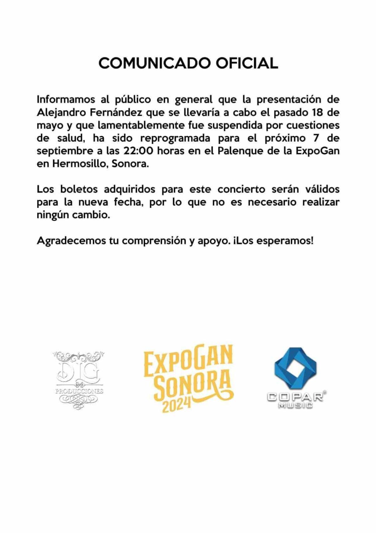 Comunicado oficial.