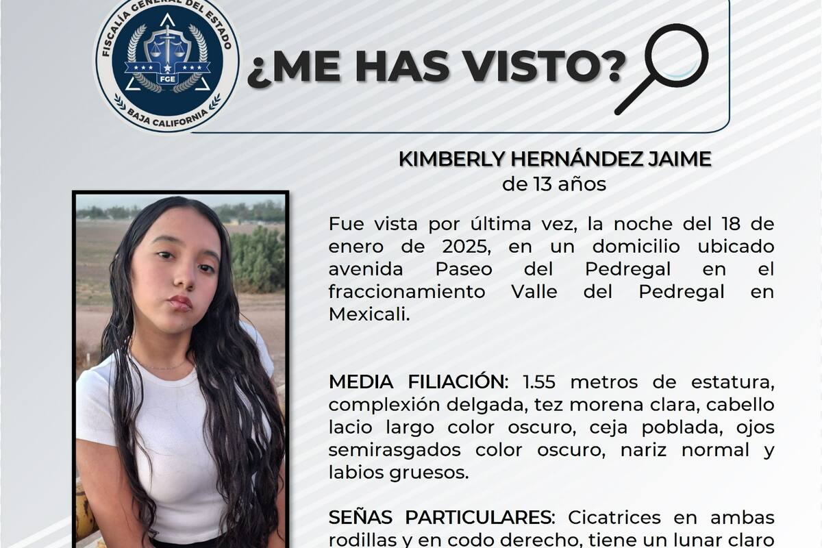 Se solicita ayuda para localizar a Kimberly Hernández Jaime