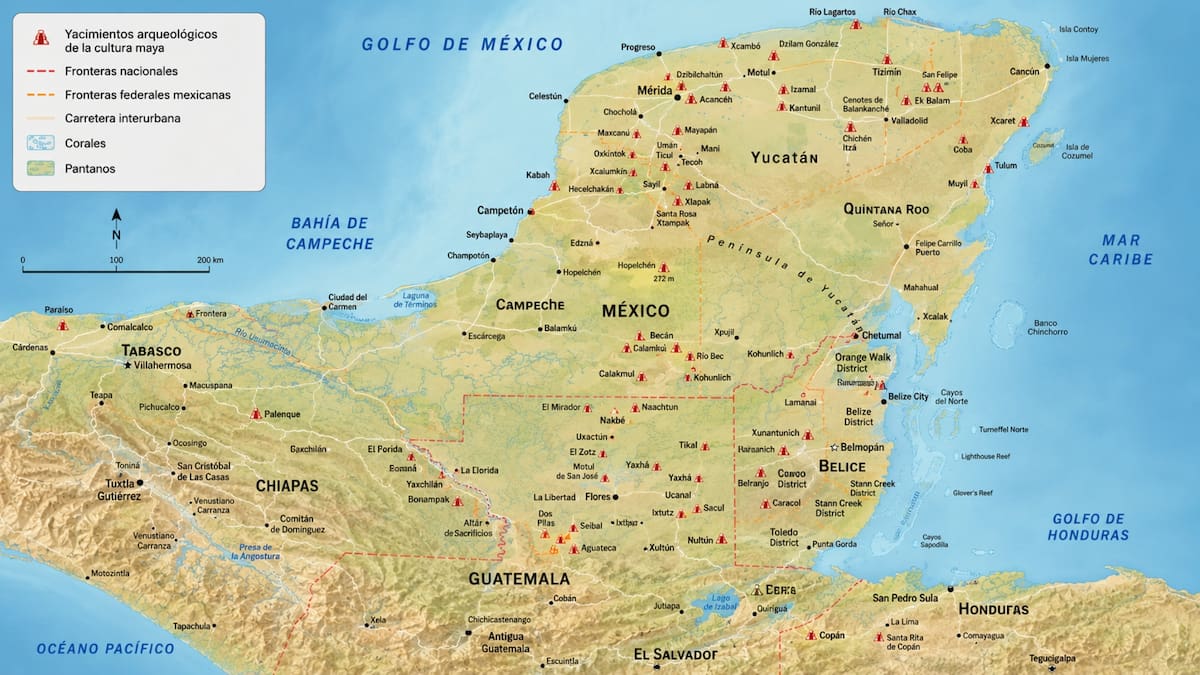 Palenque, Calakmul, Tikal y Copán fueron algunos de los grandes centros de poder maya.
