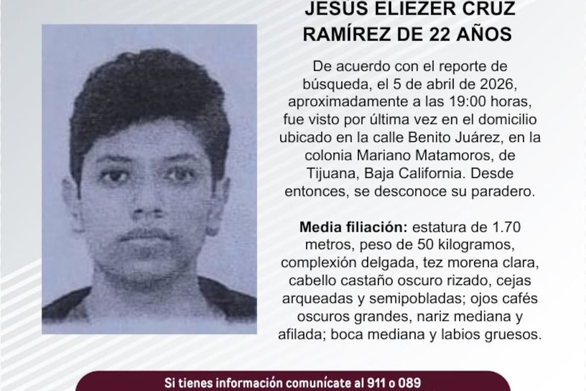 Se busca a Jesús Eliezer Cruz Ramírez de 22 años de edad