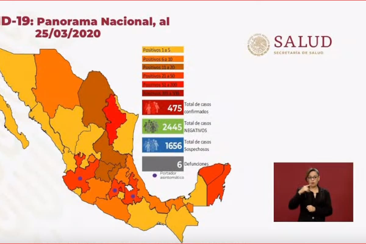 Covid-19: MÉXICO: 475 casos confirmados y 6 muertos