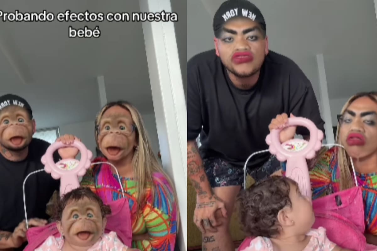 Padres prueban filtros con su hija y terminan atacados de risa: el momento familiar se vuelve viral