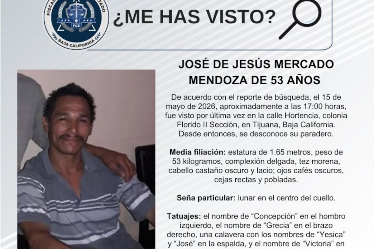 Se busca José de Jesús Mercado Mendoza de 53 años de edad