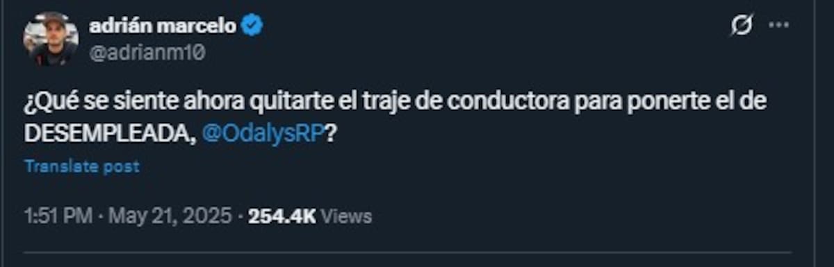 Adrián Marcelo manda mensaje a Odalys Ramírez / Cuenta de X: @adrianm10