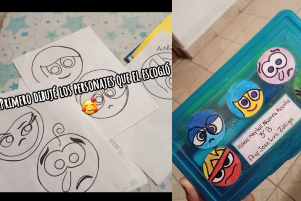 Madre muestra cómo dibuja, colorea y enmica los cuadernos de su hijo con la temática de Intensamente