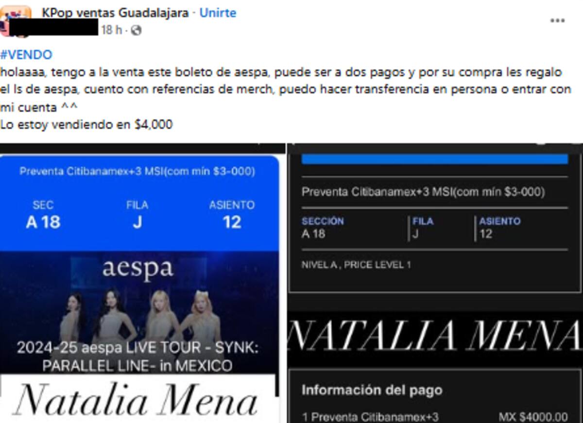 La reventa de boletos para otros conciertos ha incrementado en las últimas horas. / Imagen ilustrativa obtenida de una captura de pantalla de una publicación de Facebook.
