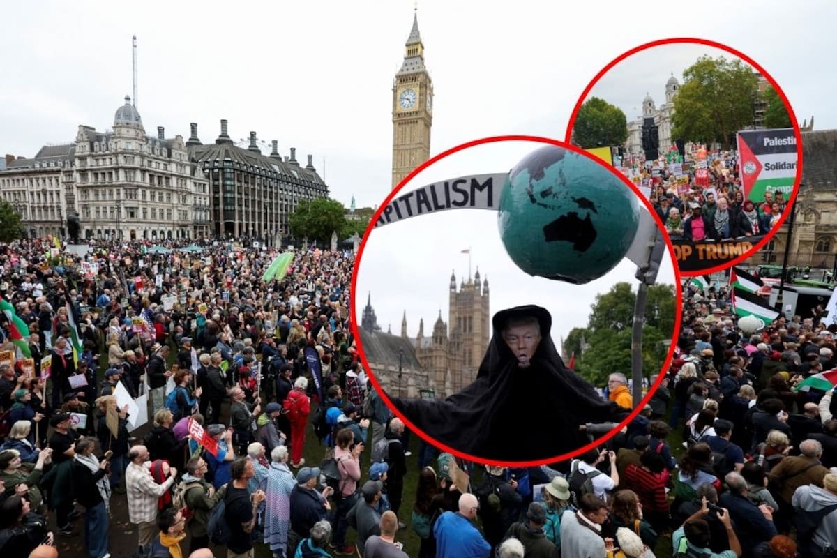 División en Gran Bretaña por Donald Trump: miles de personas marchan en Londres contra su visita de Estado mientras en Windsor recibe honores reales