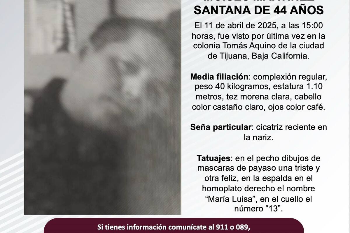 Se busca a Moisés Martínez Santana de 44 años de edad