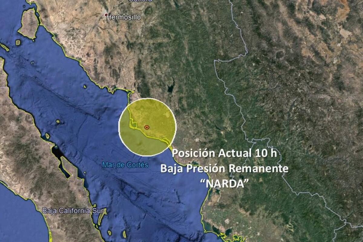 "Narda" se degrada a baja presión remanente a 30 km de Isla Lobos