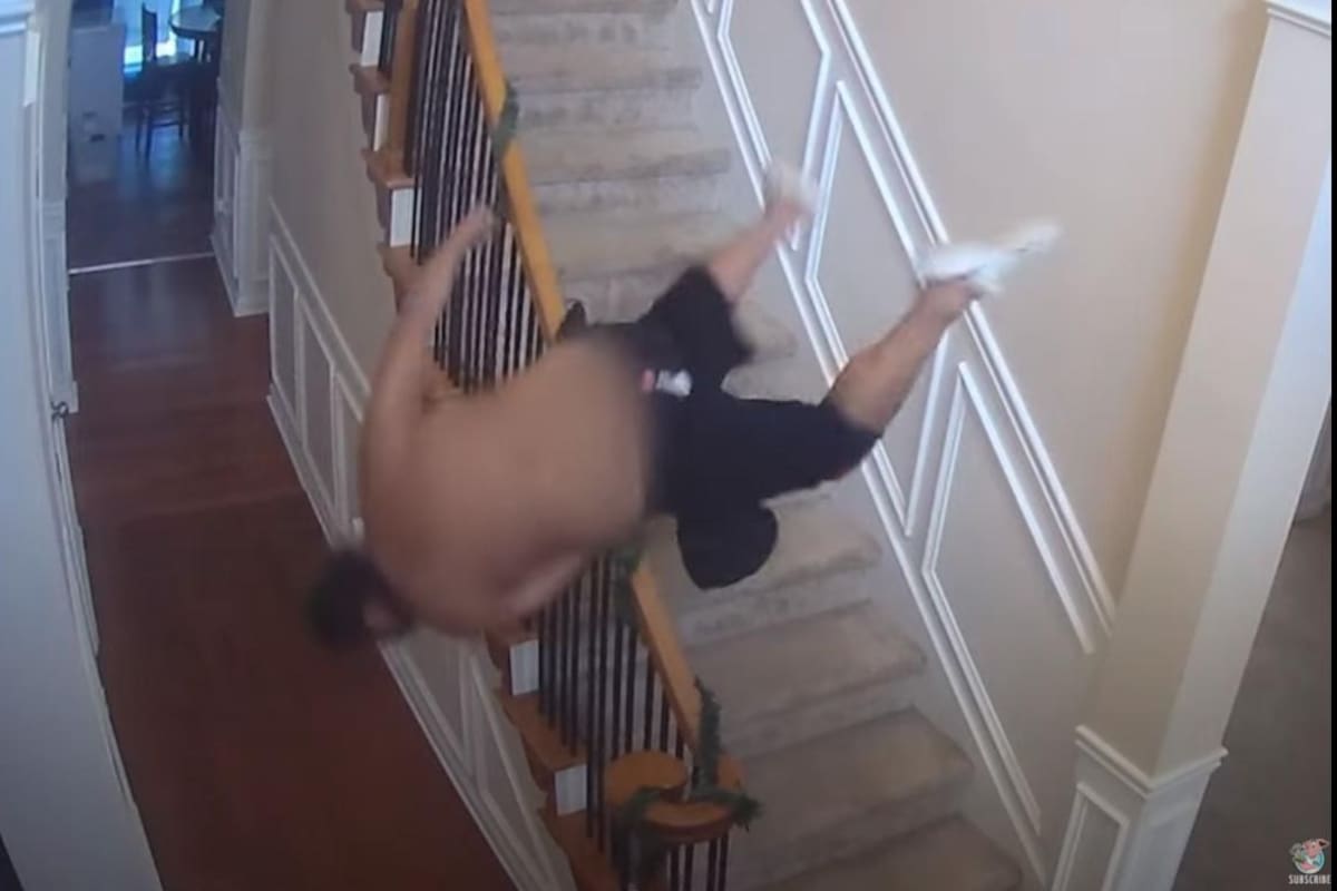 VIDEO VIRAL: Hombre sufre terrible caída en escaleras