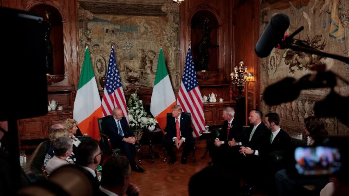 Trump se reunió con líderes irlandeses durante su visita a Irlanda, donde volvió a expresar su respaldo a una eventual reunificación de la isla. (REUTERS)