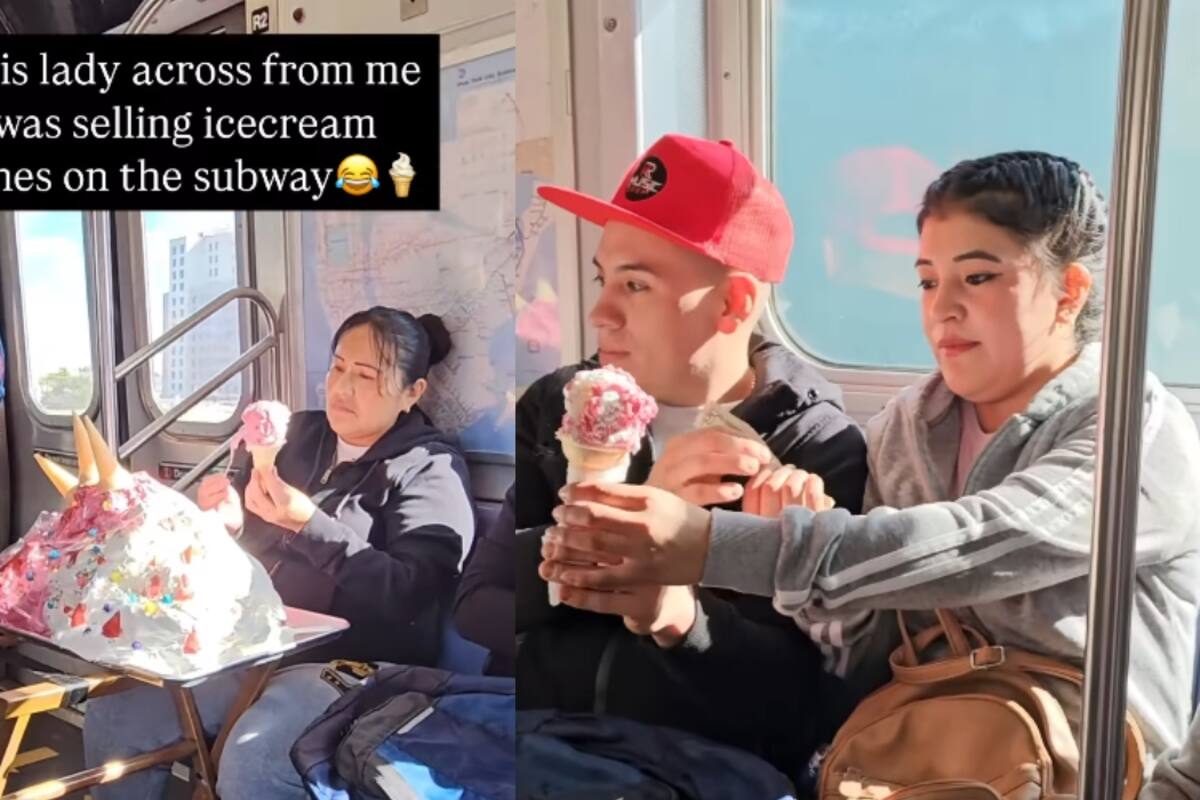 Mujer vendiendo conos de helado en el metro se vuelve viral en redes