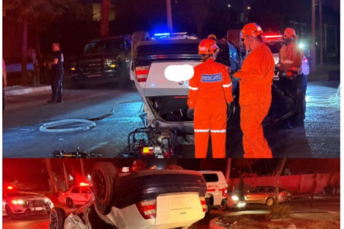 Menor conducía a exceso de velocidad y termina volcando; hay 4 lesionados
