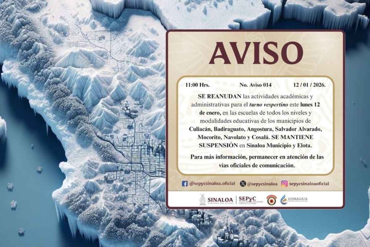 Clases se reanudan parcialmente en Sinaloa tras cambio en el clima, pero continúan suspendidas en Elota y Sinaloa municipio por pronóstico de lluvias y posibles tormentas