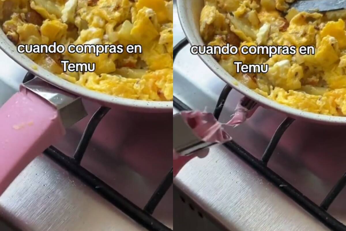 VIDEO: compra un sartén en Temu, ¡pero se le derrite el mango al cocinar el desayuno!