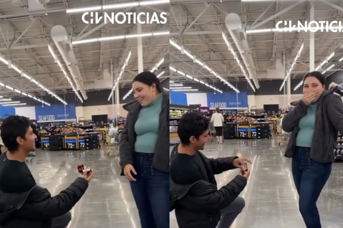 “Que Walmart les patrocine la boda”: joven se vuelve viral por pedirle matrimonio a su novia en pleno supermercado mientras hacían la despensa