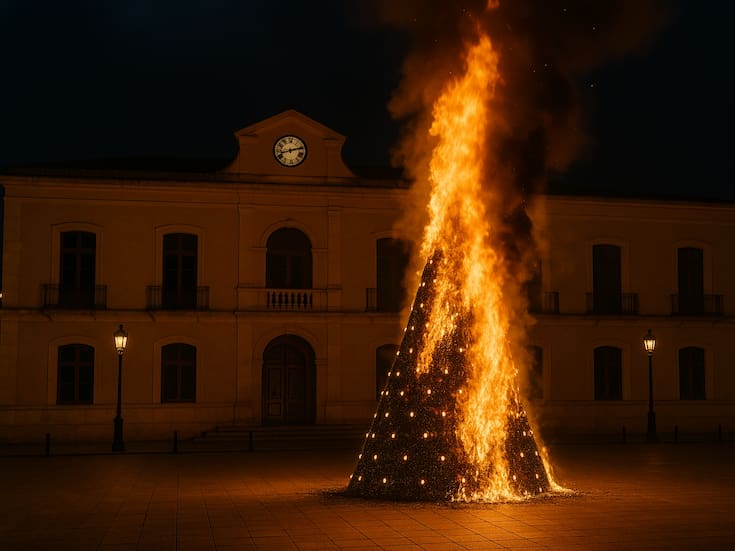 Pobladores queman el árbol de Navidad y toman el ayuntamiento en Morelos para exigir justicia tras el atropellamiento de un menor y un adulto por una patrulla municipal