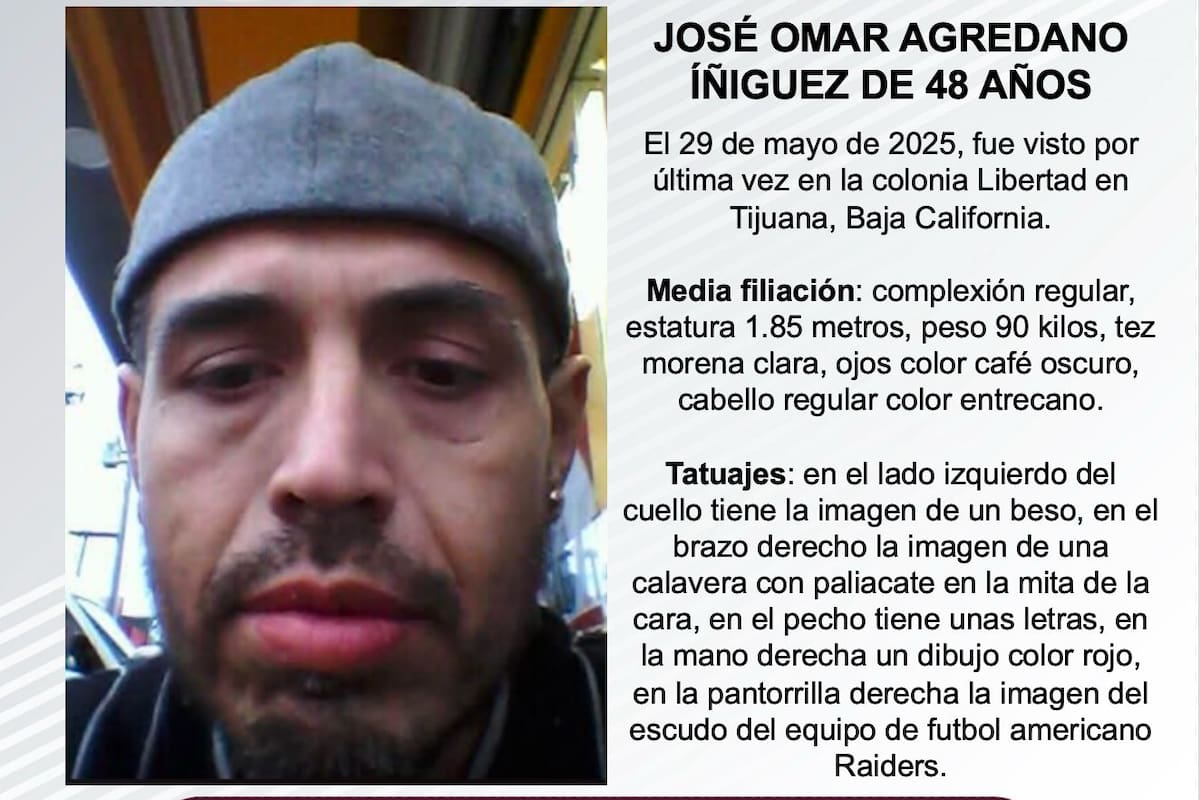 Se busca a José Omar Agredano Íñiguez de 48 años