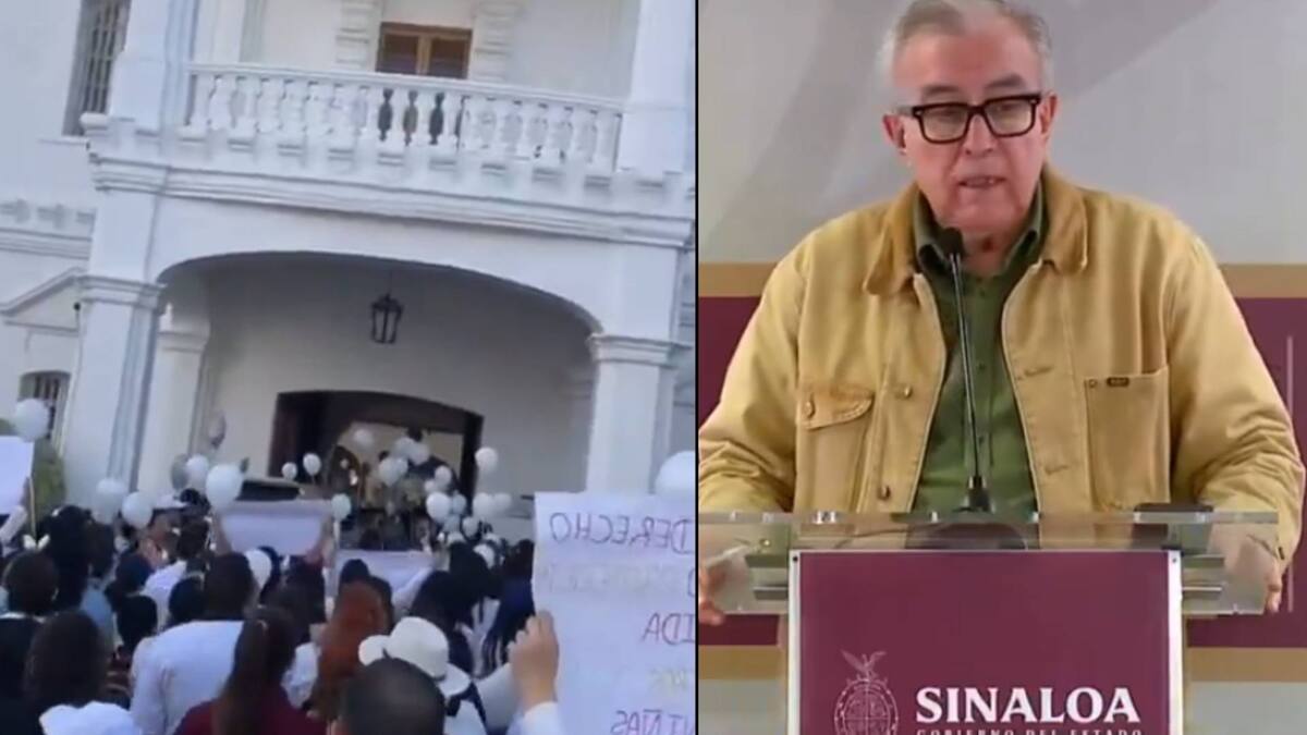 Durante la marcha, los manifestantes coreaban frases como “Con los niños no”, “Esto no es norma” y “Fuera Rocha”, en referencia al gobernador Rubén Rocha Moya, exigiendo acciones concretas para detener la violencia. Foto: Capture Especial X.