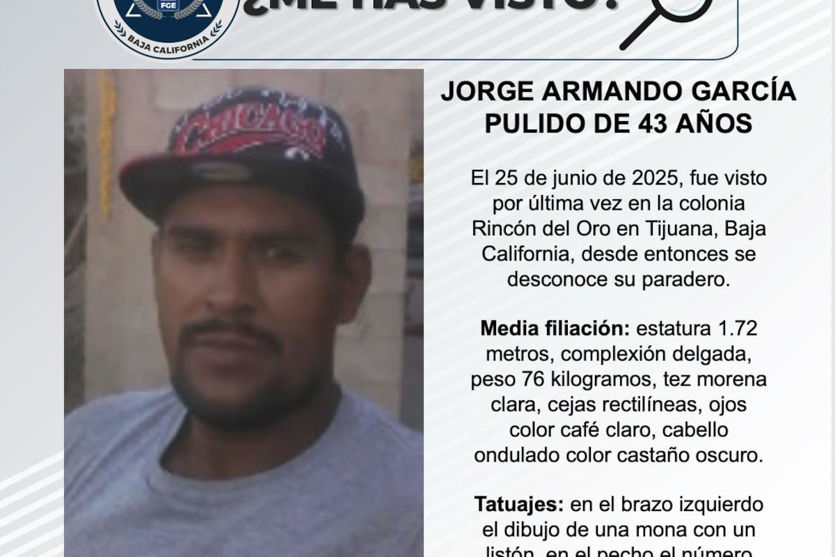 Se busca a Jorge Armando García Pulido de 43 años