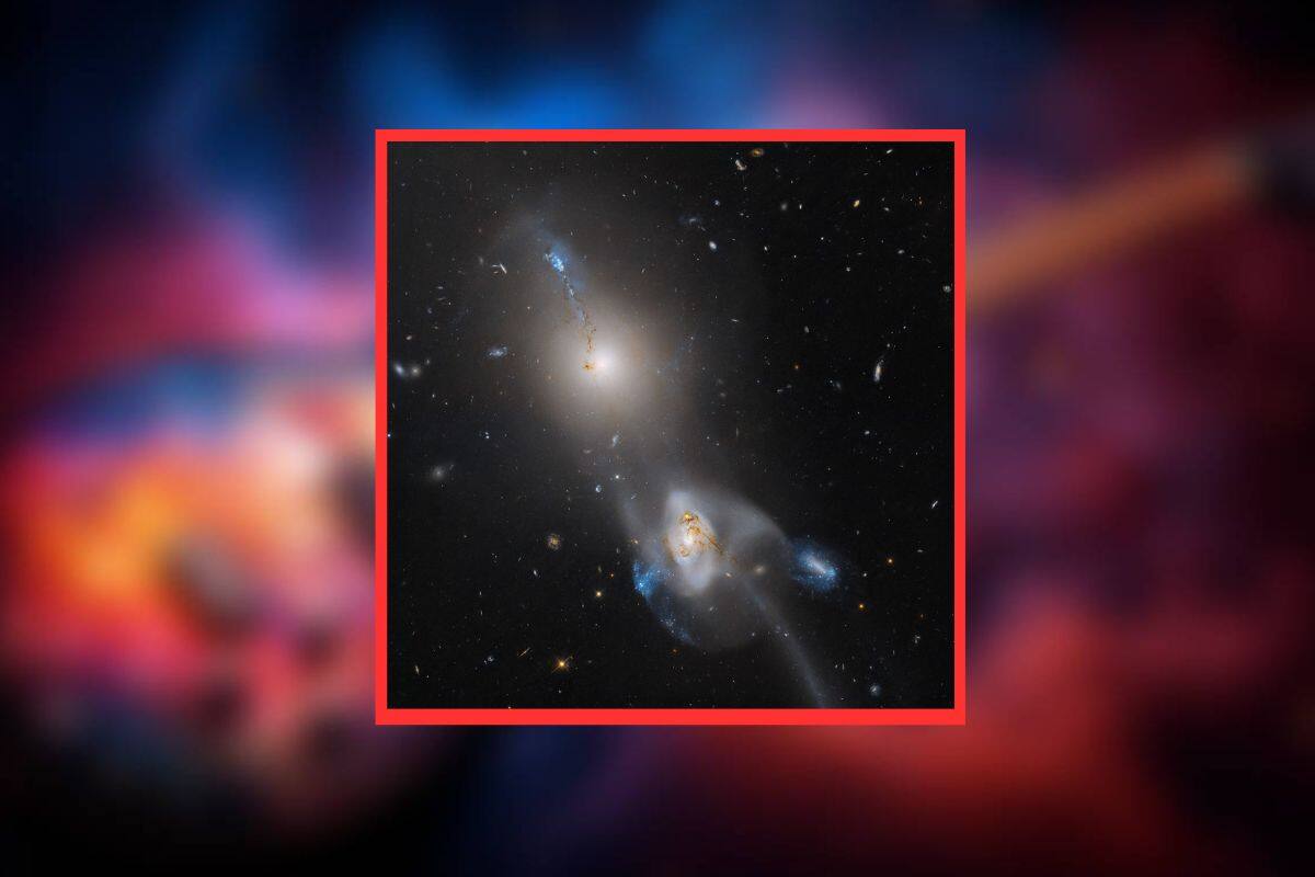La guitarra cósmica: Hubble observa la fusión en curso de dos galaxias masivas