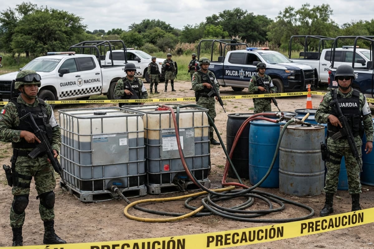 Golpe al huachicol: autoridades desmantelan centro de venta ilegal, aseguran miles de litros de combustible y refuerzan el combate al robo de hidrocarburos en México