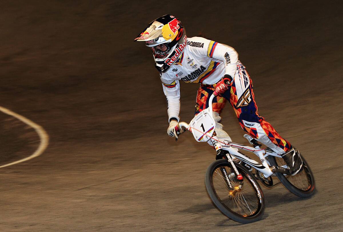 BIRMINGHAM, ENGLAND - MAY 25: Mariana Pajon of Colombia in action during the women's TT Qualifying on day two of the UCI BMX World Championships at NIA Arena on May 25, 2012 in Birmingham, England. (Photo by Bryn Lennon/Getty Images)