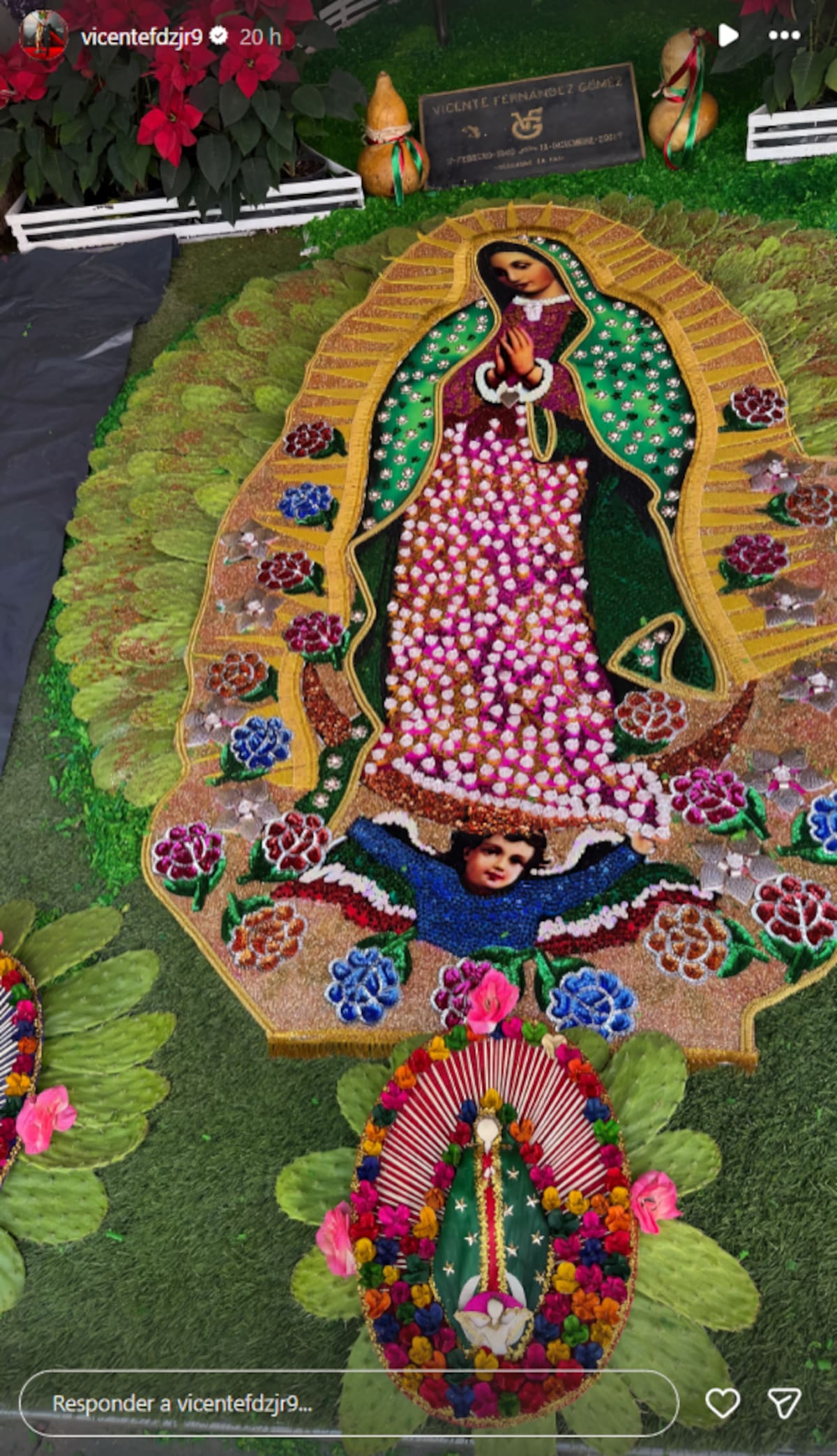 A cuatro años de su muerte, así se ve la tumba de Vicente Fernández con la imagen de la Virgen de Guadalupe | Captura de pantalla